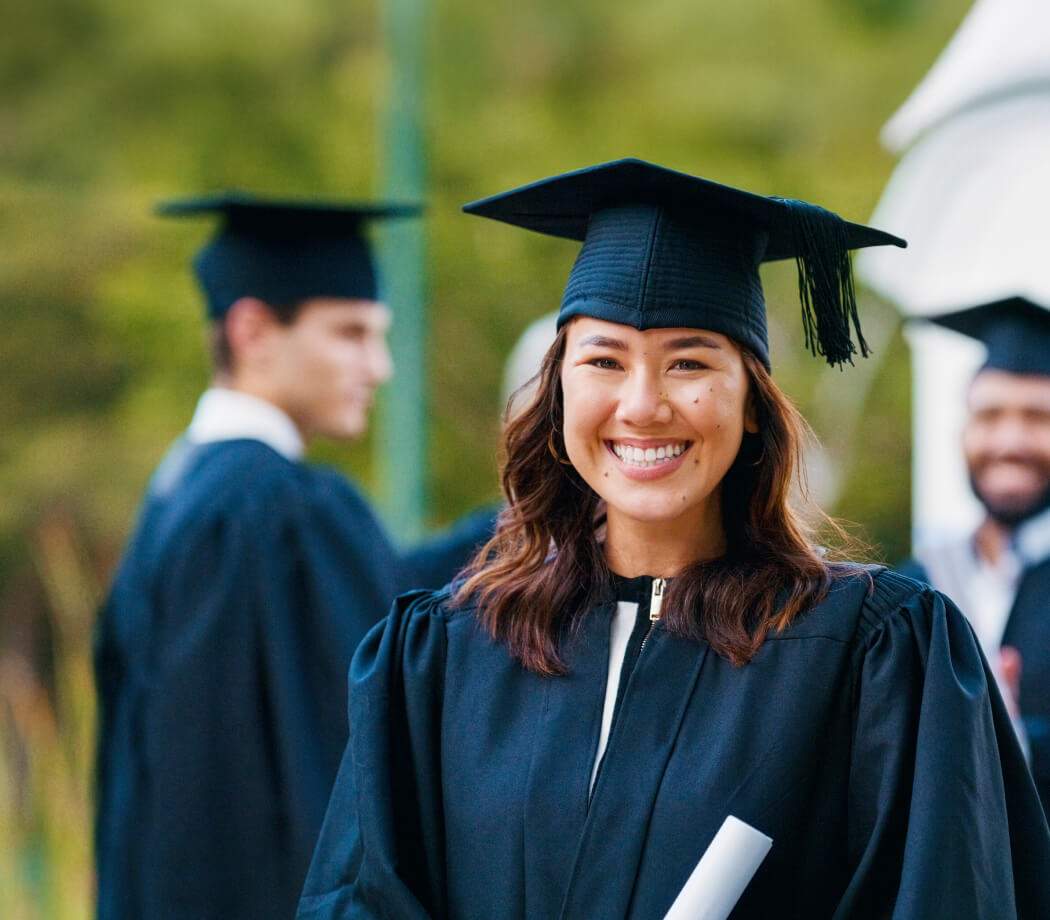 Female graduate smiles